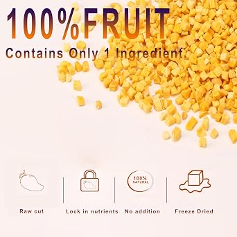 Freeze Dried Diced Mango 7.76oz Crispy Crunchy Snacks,No Sugar Added, for Baking,Tea,Smoothie, Yogurt