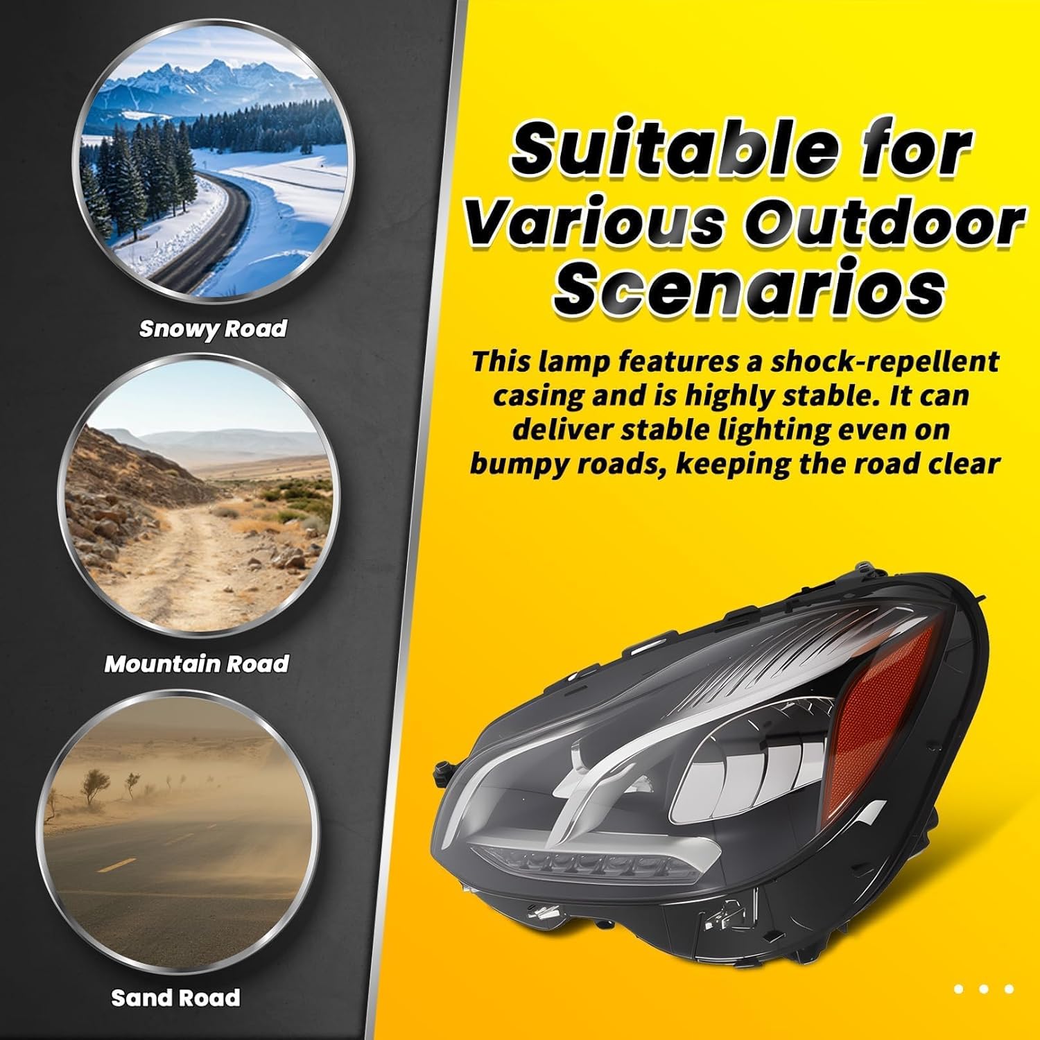 Left Headlight Assembly Not Halogen Chrome Housing Compatible with E-Class W212 2014 2015 2016 W/O Cornering Light Headlamp Driver Side MB2502219 2128202139