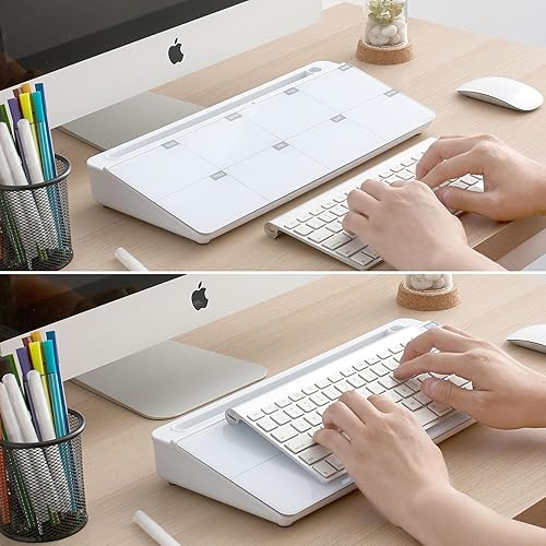 Vista 60 de TSJ OFFICE - Pizarra blanca para escritorio que se borra en seco para oficina, hogar y estudiantes, soporte para teclado de computadora, Base