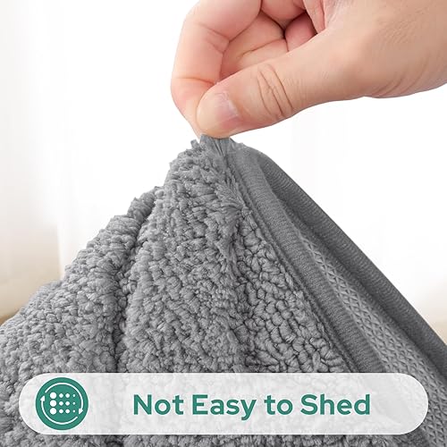 Miniatura 5 de HOMEIDEAS Juego de 2 alfombras de baño, extra suaves, peludas, absorbentes, antideslizantes, lavables a máquina, tapetes de baño para baño, bañera y