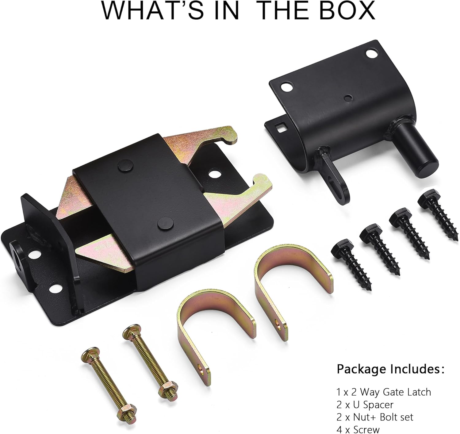 2 Pack 2-Way Heavy Duty Farm Gate Latch - Lockable Fence Gate Latch for Metal Tube Gate, Livestock Cattle, Horse Corrals, Ranches, Pastures, Pet Cages & Fences (Screws & Instructions Included)