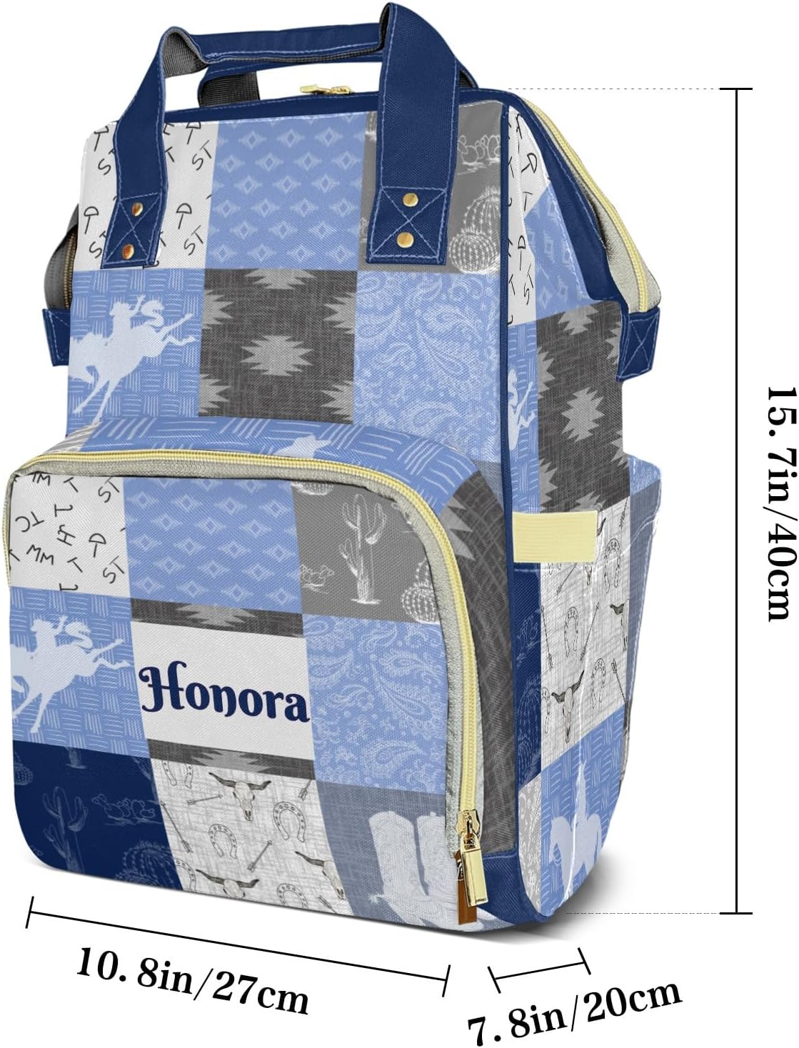 Personalized Cowboy Cowgirl West Cactus Custom Mom Bag with Name,Dad and Mom Diaper Backpack for Baby Boys Girls,Birthday Gift for New Parents