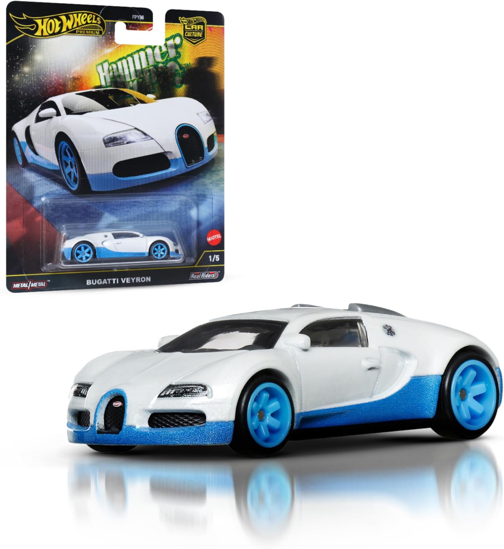 Premium Bugatti Veyron, Car Culture Circuit Legends Vehicles for Kids 3 Years Old & Up and Adult fans and Collectors, Premium Collection of Car Culture 1:64 Scale Vehicles, HRW06