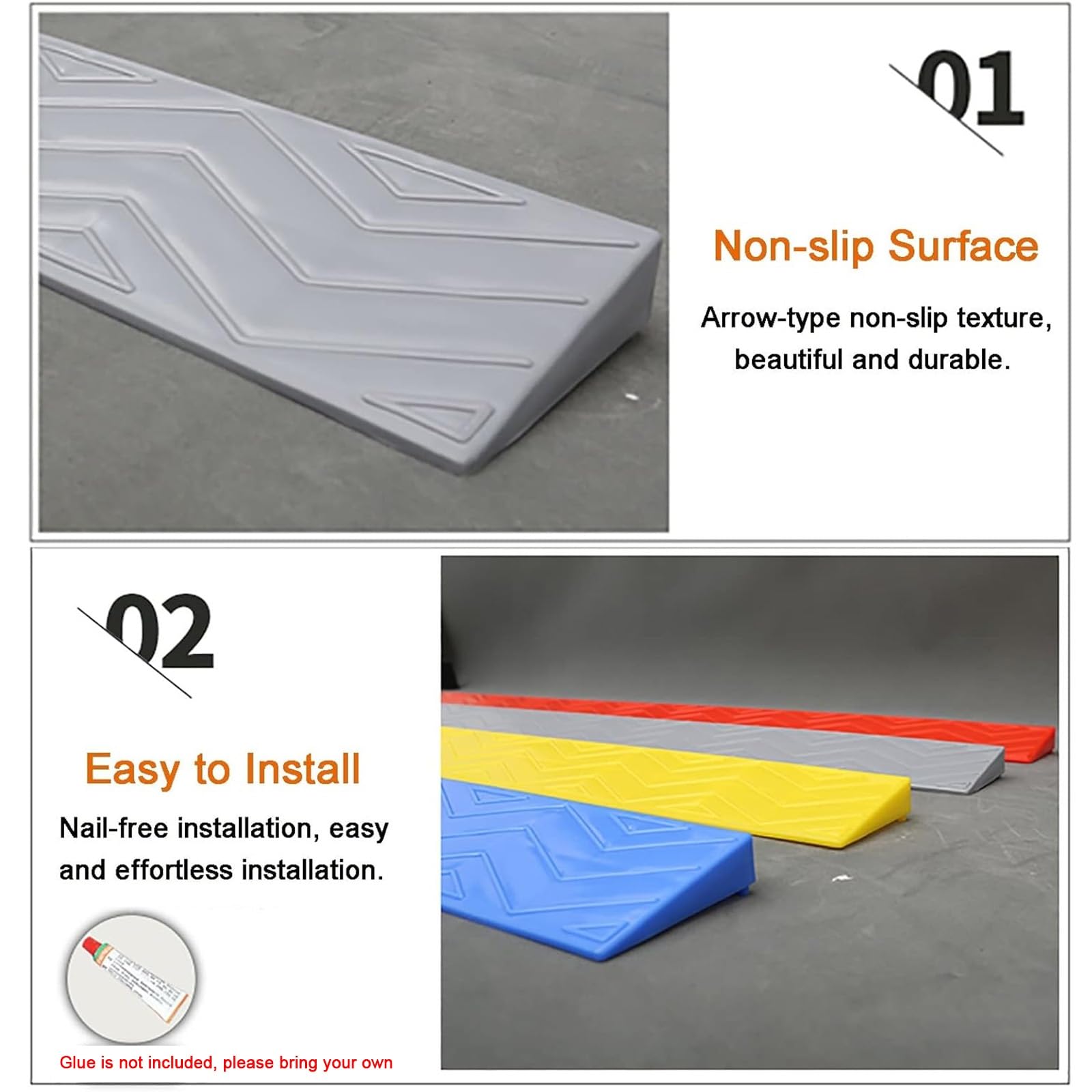 Rampe di Soglia per Robot Spazzante, Rampa per Sedia a Rotelle in Plastica Leggera, Rampa Antiscivolo per Disabili per Gradini del Bagno di Casa, Ingresso(Yellow,100x12x5cm)