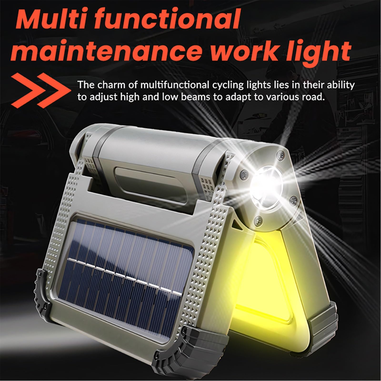 Lampe de Camping LED Pliable, Lanterne Multifonctionnelle, Rechargeable Par USB et Énergie Solaire, Intensité Réglable, Socle Magnétique, Étanche