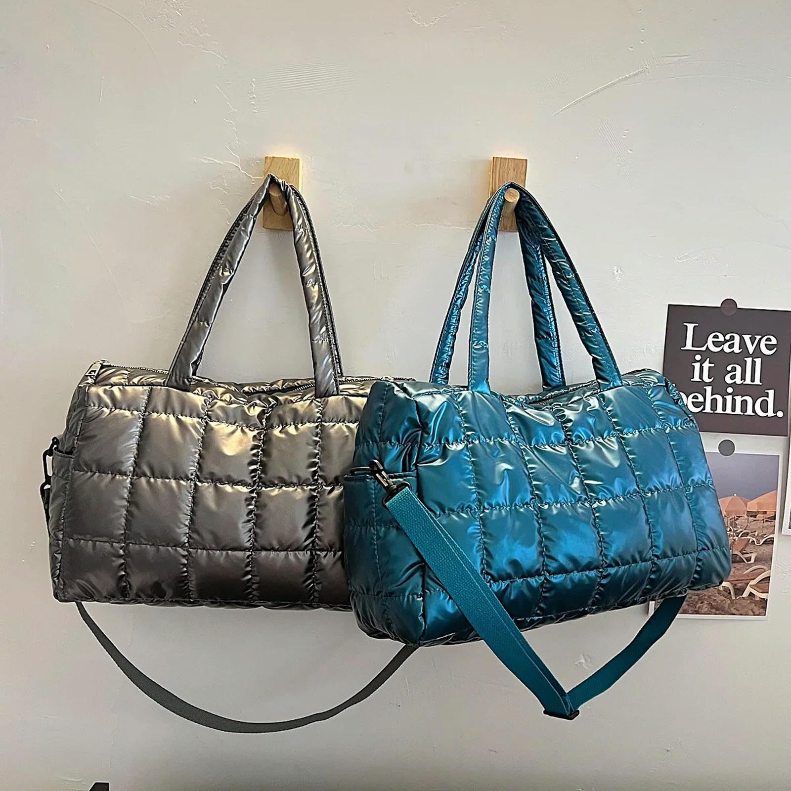 Bolsos Bolsos De Algodón De Invierno Bolsos Acolchados Por El Hombro Acolchado-Plata-36X16X25Cm