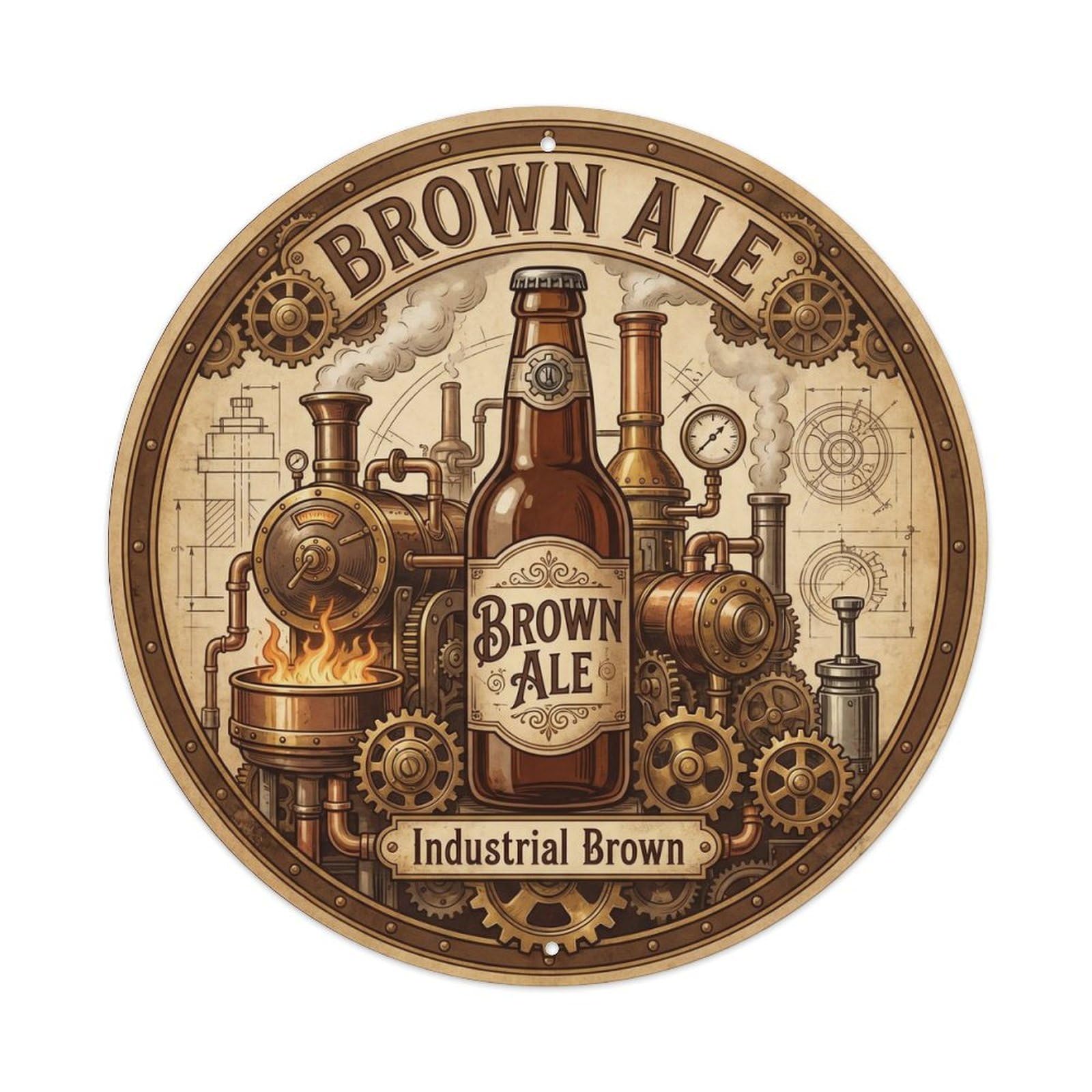 Brown Ale Traditional Beer Tavern Culture Copper Kettle Metal Tin Sign