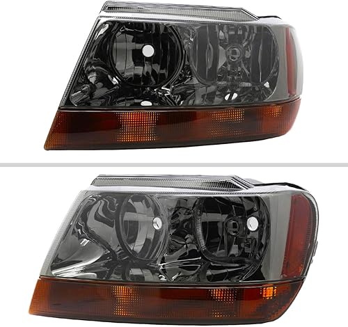 Miniatura 8 de Se adapta a 99-04 Jeep Grand Cherokee Clear Faros delanteros delanteros ámbar intermitentes izquierda + derecha par
