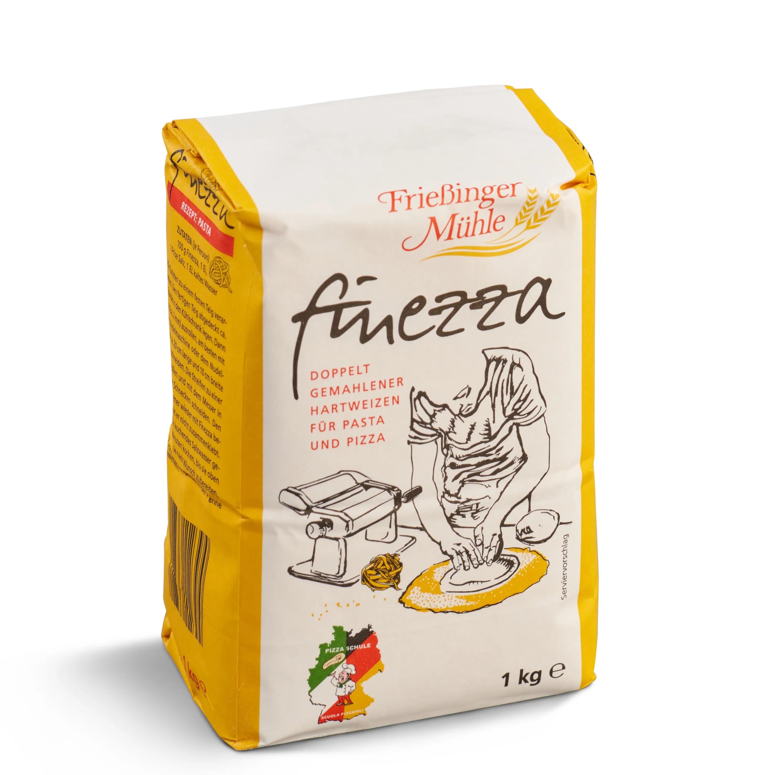 Frießinger Mühle Pizzamehl SET | 5x Pizzamehl Dinkel Pizza 1 kg, 1x Semola Finezza 1 kg & 1x Trockenhefe 500 g – ideal für luftige Pizza & Pasta in Profi-Qualität