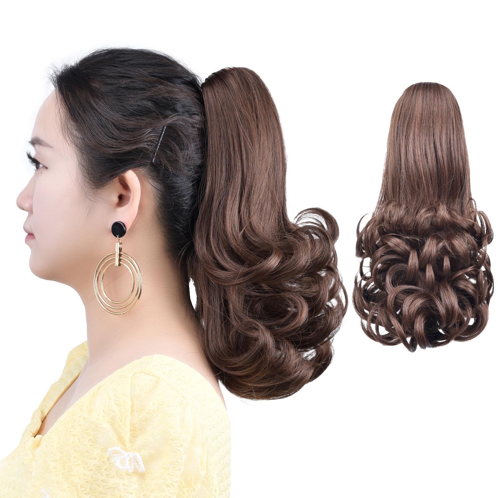 Amazon.com : HSPCYGG Brown Ponytail Extensions Fake Claw 