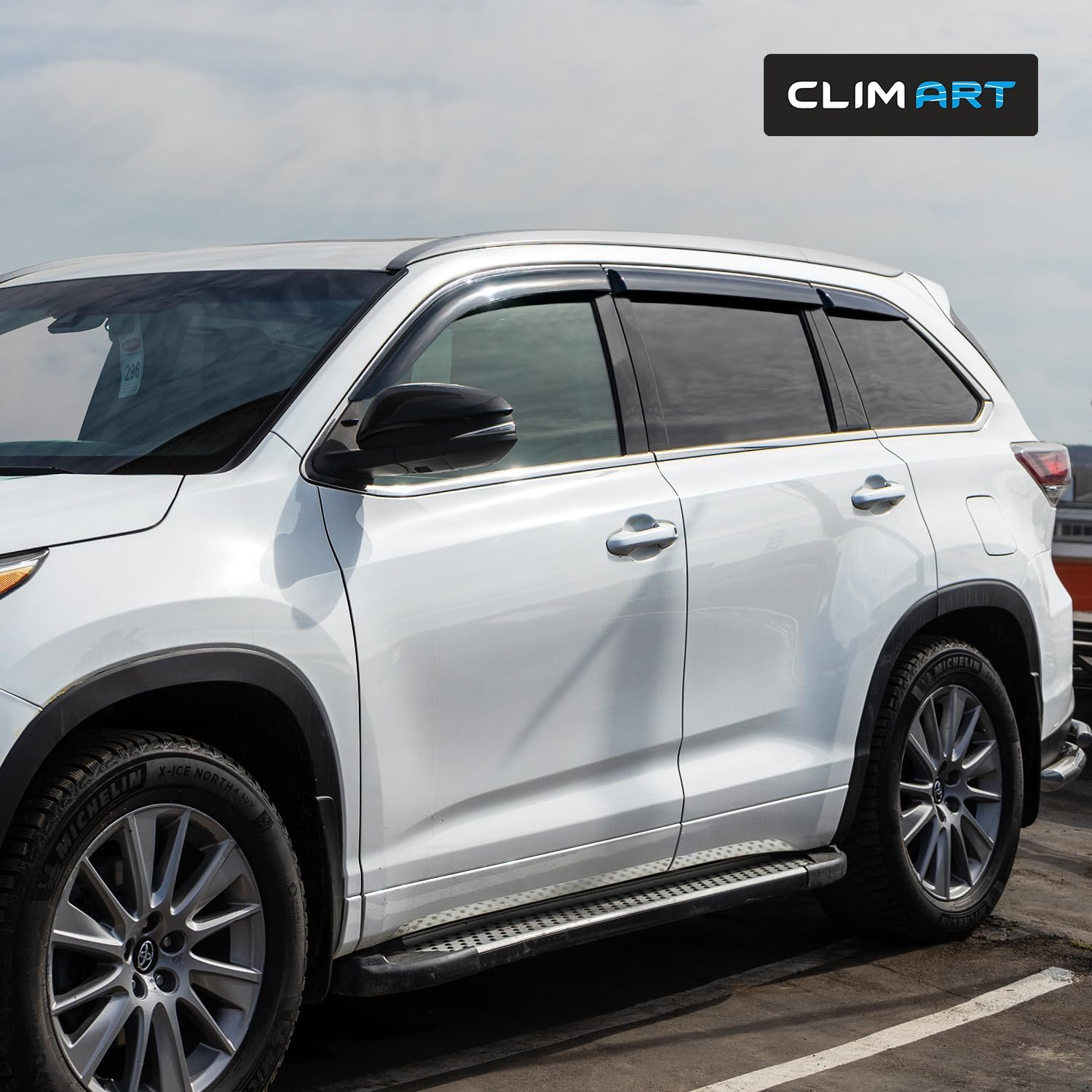 CLIM ART Incredibly Durable Rain Guards Compatible with Toyota Highlander 2014-2019, Original Tape-on Window Deflectors, Vent Deflector, Window Visors, Car Accessories, 6pcs. - 514351