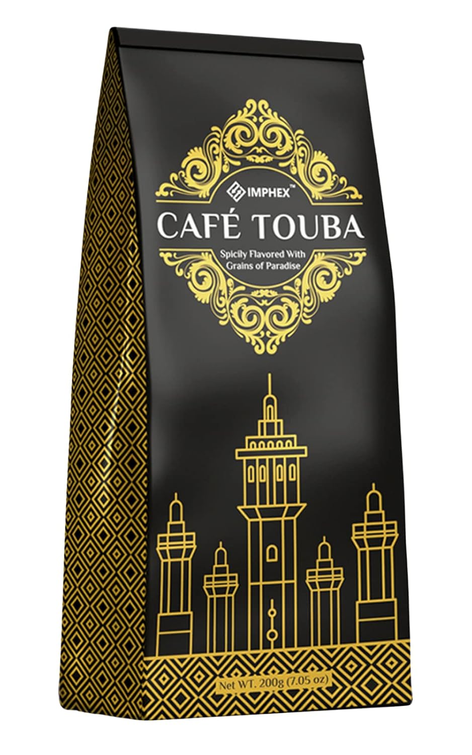 Imphex Cafe Touba | Premium Senegalese Coffee | Spicily Flavored With Grains of Paradise | 200g (7.05 oz) | Ground | Medium Roast (Pack of 2)