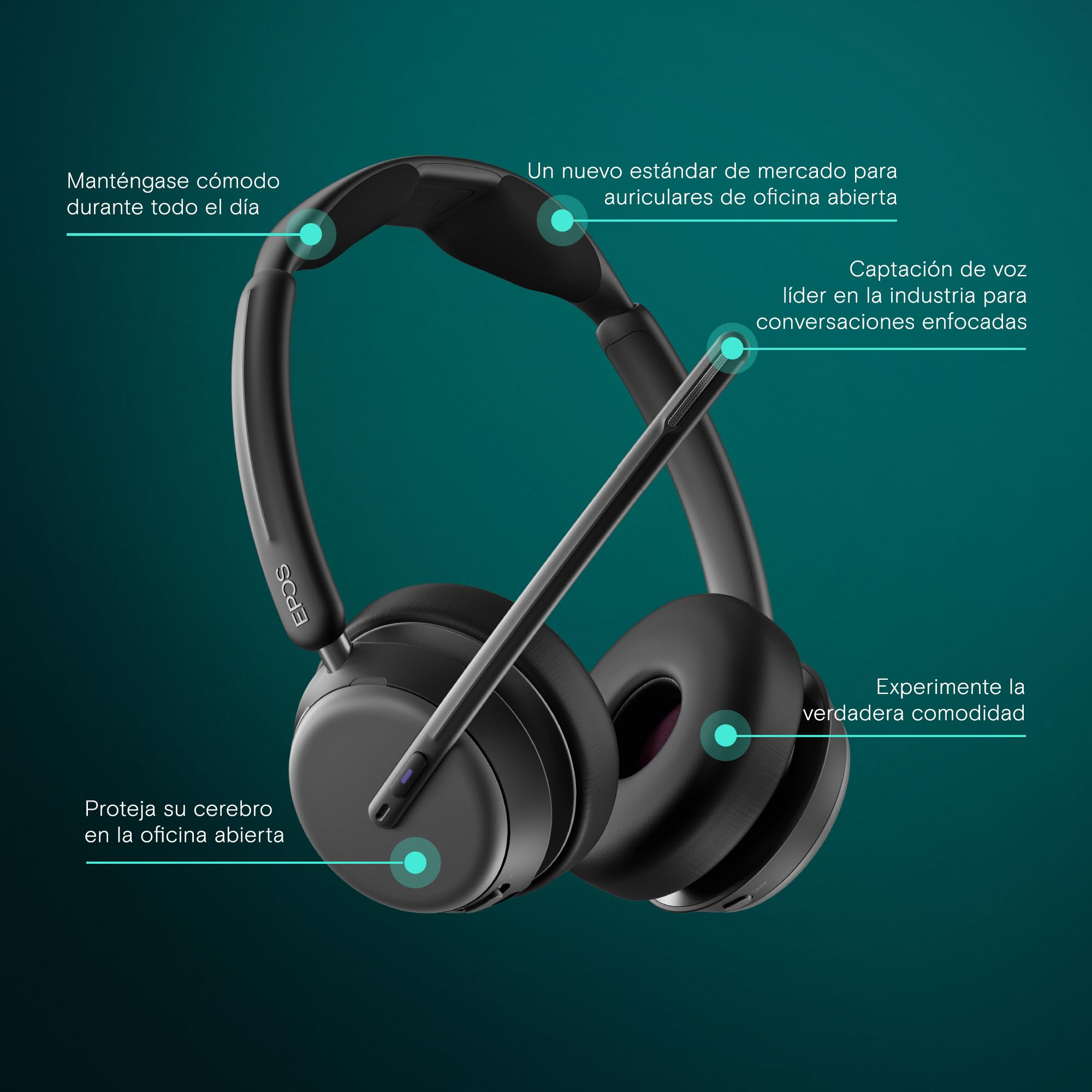 EPOS Impact 1061T ANC Stereo Bluetooth Headset Teams Zertifiziert mit Active Noice Cancelling (ANC) INKL. kontaktlose Ladestation