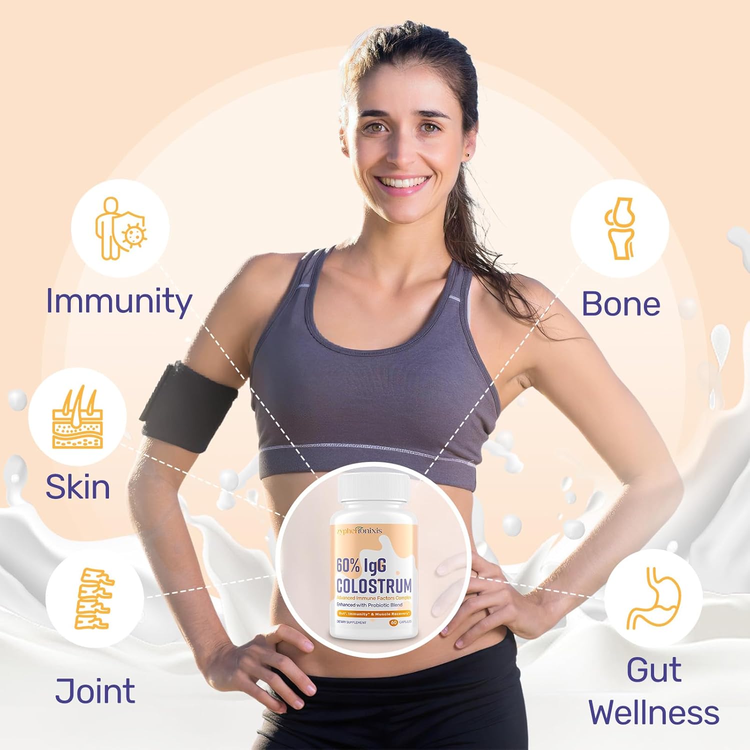 Bovine Colostrum Supplement Capsules 1300mg – Ultra-High 60% IgG + Lactoferrin & Probiotics – Gut, Joint & Immune Wellness – Swiss Grass-Fed Colostrum – 60 Capsules - Image 4