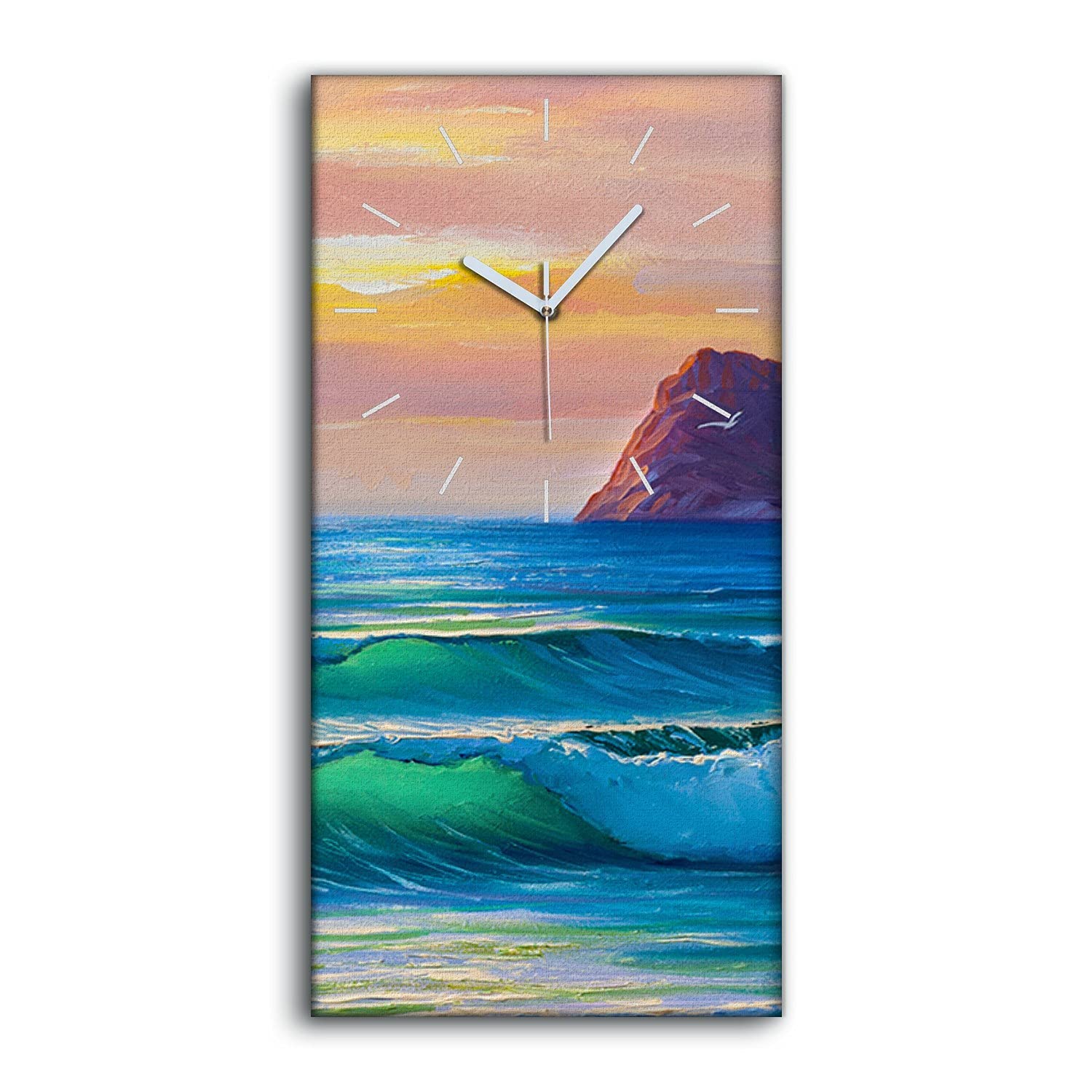 Horloge sur Toile Côte Ocean 30x60cm Coloray pour Salon