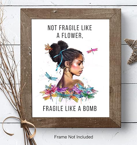 Miniatura 8 de African American Decor - African American Gifts for Women - Black Girl Wall Art - Not Fragile Like A Flower - Motivation Inspiration Wall Art &