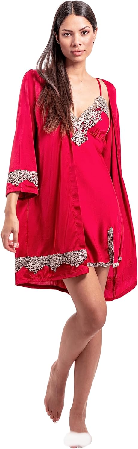 Generisch 2025 - Ensemble De Pyjama Sexy En Satin De Soie à Volants Pour Femme - Ensemble Short - Vêtements De Nuit - Pyjama En Satin - Ensemble De Pyjama Sexy Pour