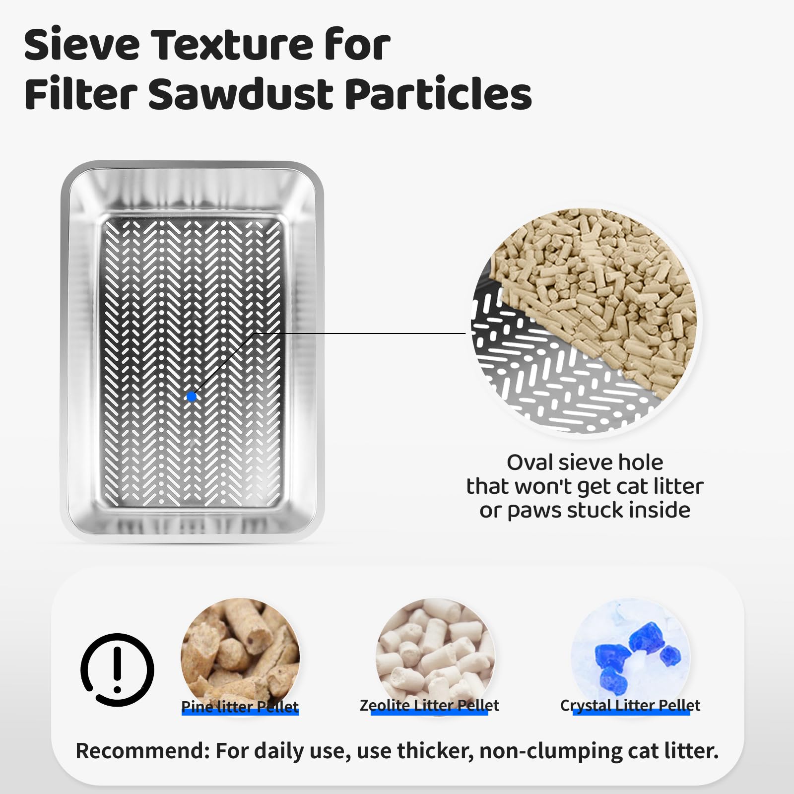 Bac à litière pour Chats en Acier Inoxydable pour Chat, bac à litière avec tiroir et bac de tamisage, Pelle pour Gros Chats, Nettoyage Facile
