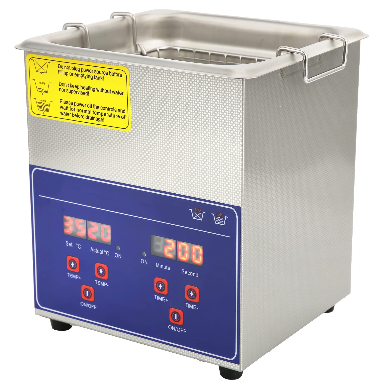 AUNMAS 2L Myjka Ultradźwiękowa Cyfrowy Zegar ze Stali Nierdzewnej 40KHz 60W do Czyszczenia Biżuterii w Laboratorium Przemysłowym (Wtyczka UE 220 V)