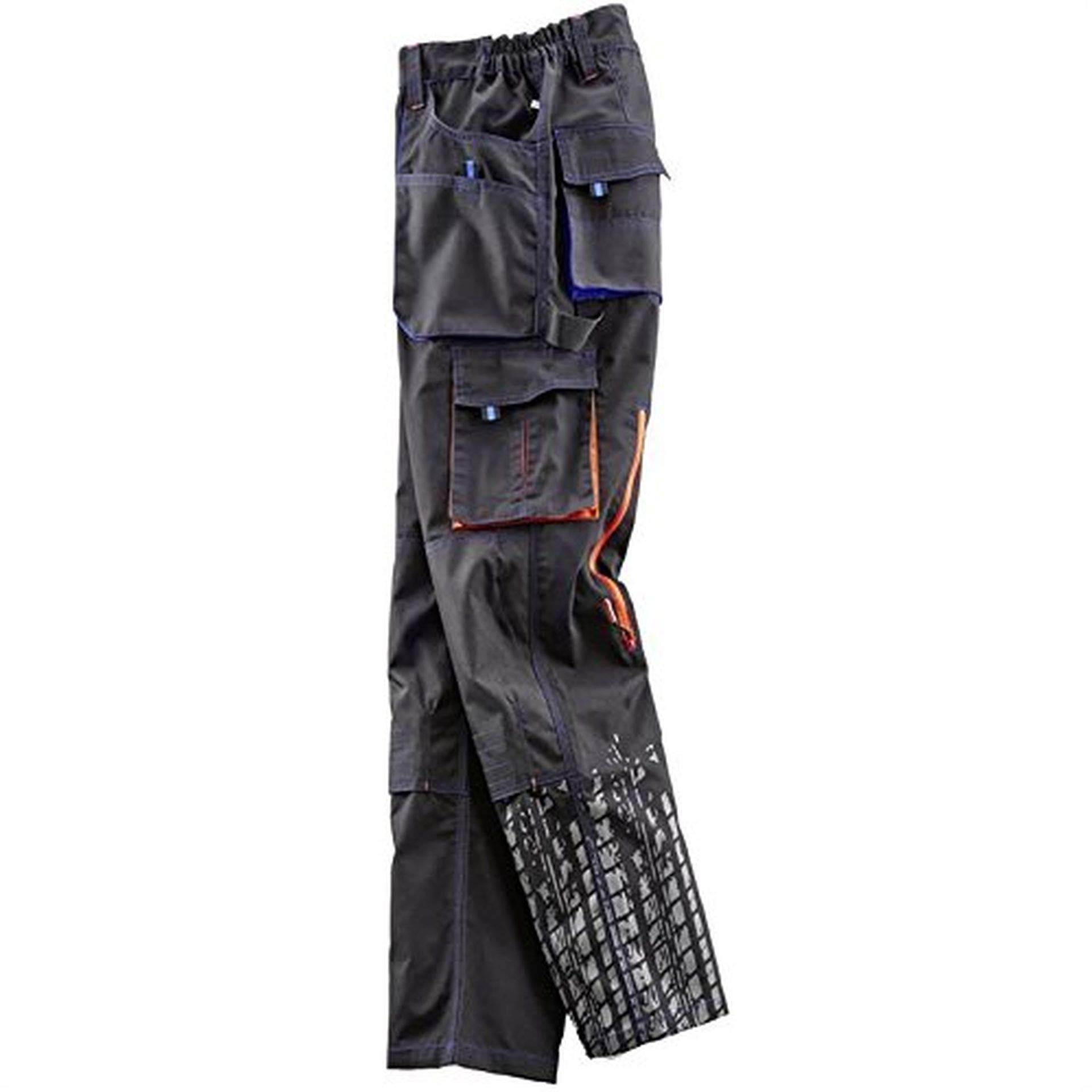 Terrax Work Wear - Pantalones de trabajo para niños (incluye llavero), color negro, naranja y azul marino Negro 152