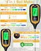 Soil Moisture Meter Digital, 4 in 1 Soil Tester withTemperature/pH/Moisture/Sunlight, Soil Testing Kit for Garden, Farm Outdoor/indoor (Black)