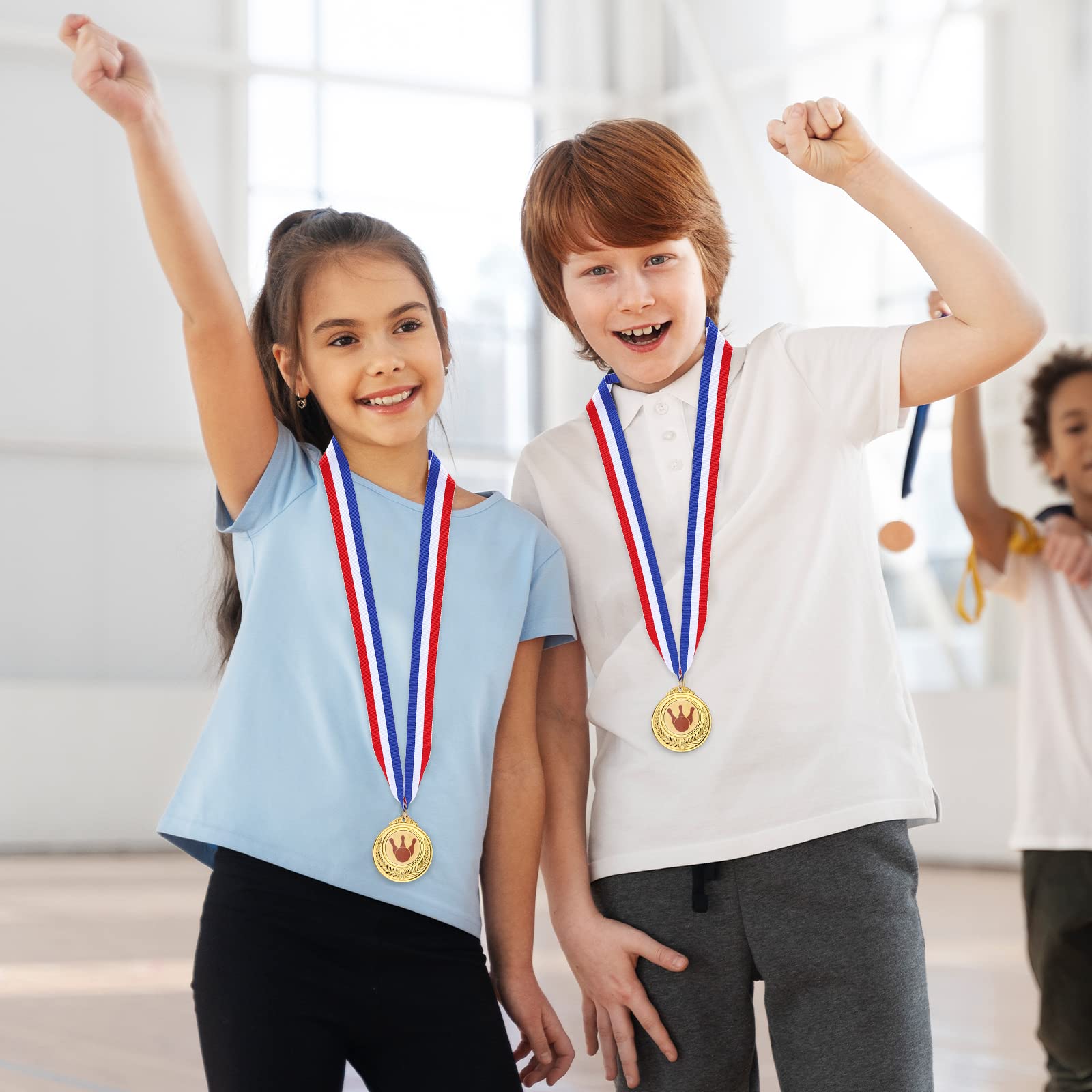 6 Medaglie Bowling Per Bambini - Zinco Dorato Con Nastro - Foto 2