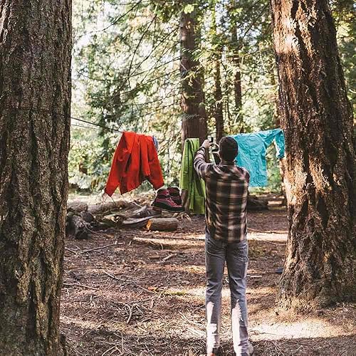 Miniatura 3 de GEAR AID Cuerda de paracaídas y mosquetón 325, cable utilitario para camping y senderismo, verde marino, 50 pies