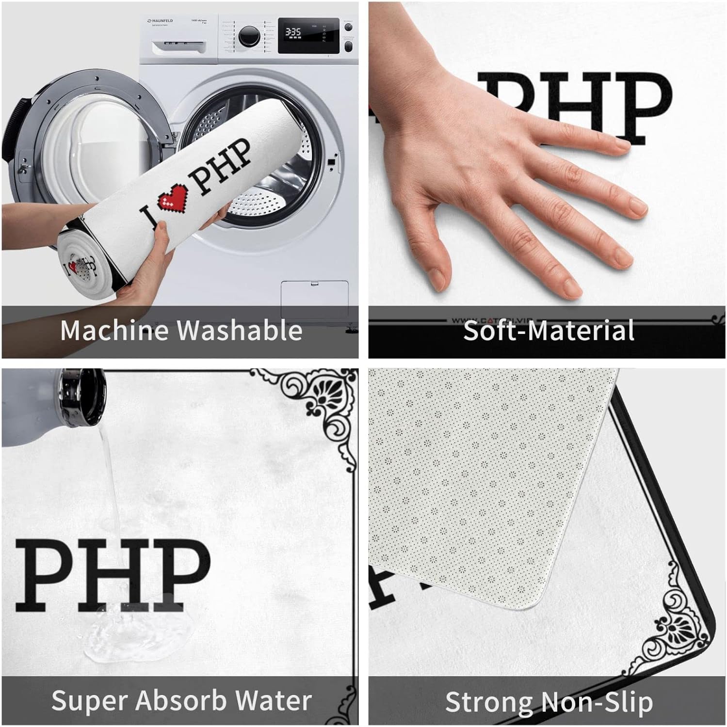 Large Outdoor Door Mat I Love PHP Doormat Room Stuff Outdoor Doormats (Color : Colour, Size : 65X90CM)