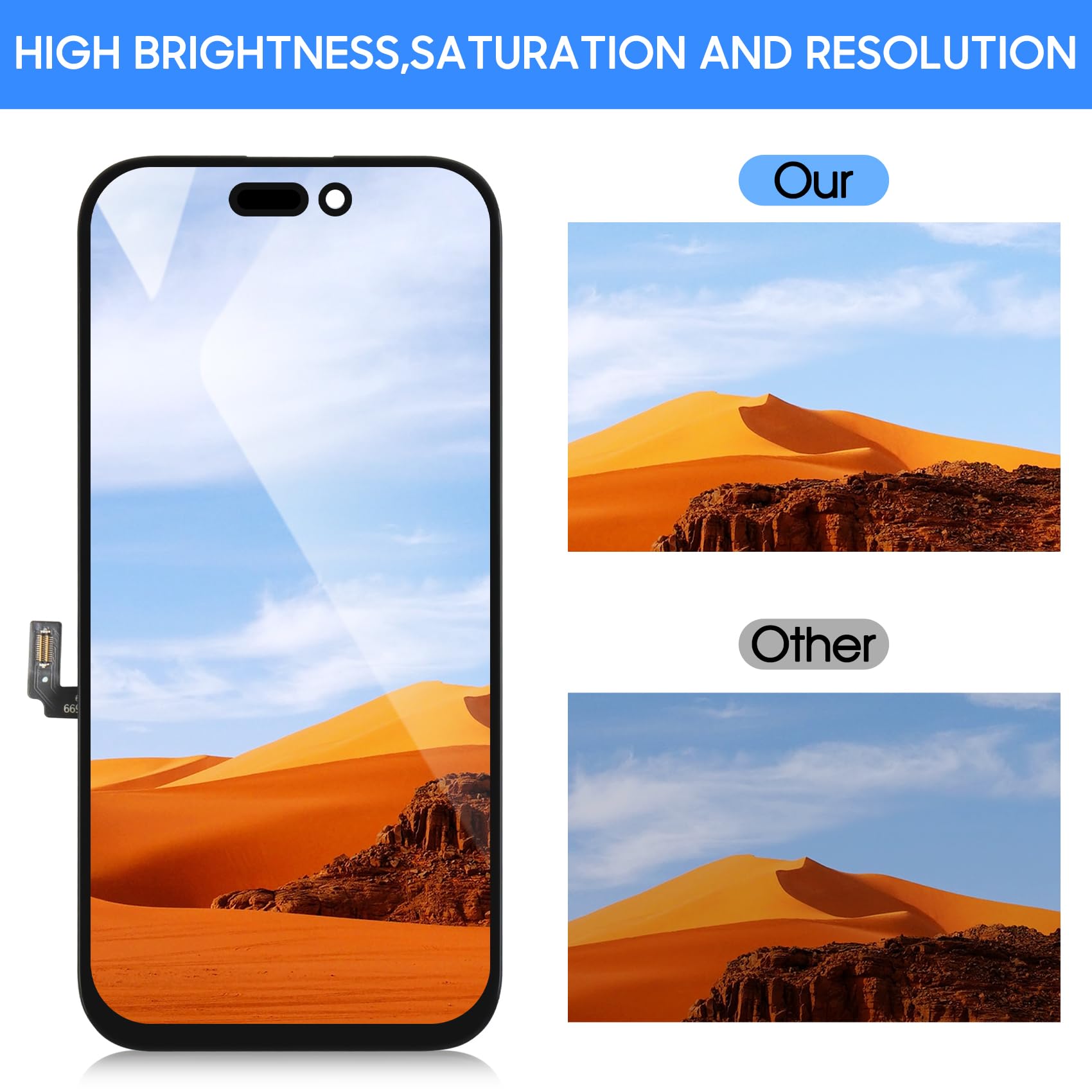 LADYSON INCELL LCD Bildschirm für iPhone 16 Bildschirm Ersatz, 6,1 Zoll FHD für iPhone 16 LCD Display Touch Digitizer Bildschirm Montage mit Werkzeug Set Panzerglas (für A3287, A3081, A3286, A3288)