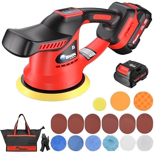 12V Cordless Car Buffer Polisher Kit - 6" Brushless Dual Action Random Orbital Polishing Machine with 6-Speed 5500RPM, Perfect for Auto Detailing, Waxing & Paint Correction(34-Piece Accessory Set)