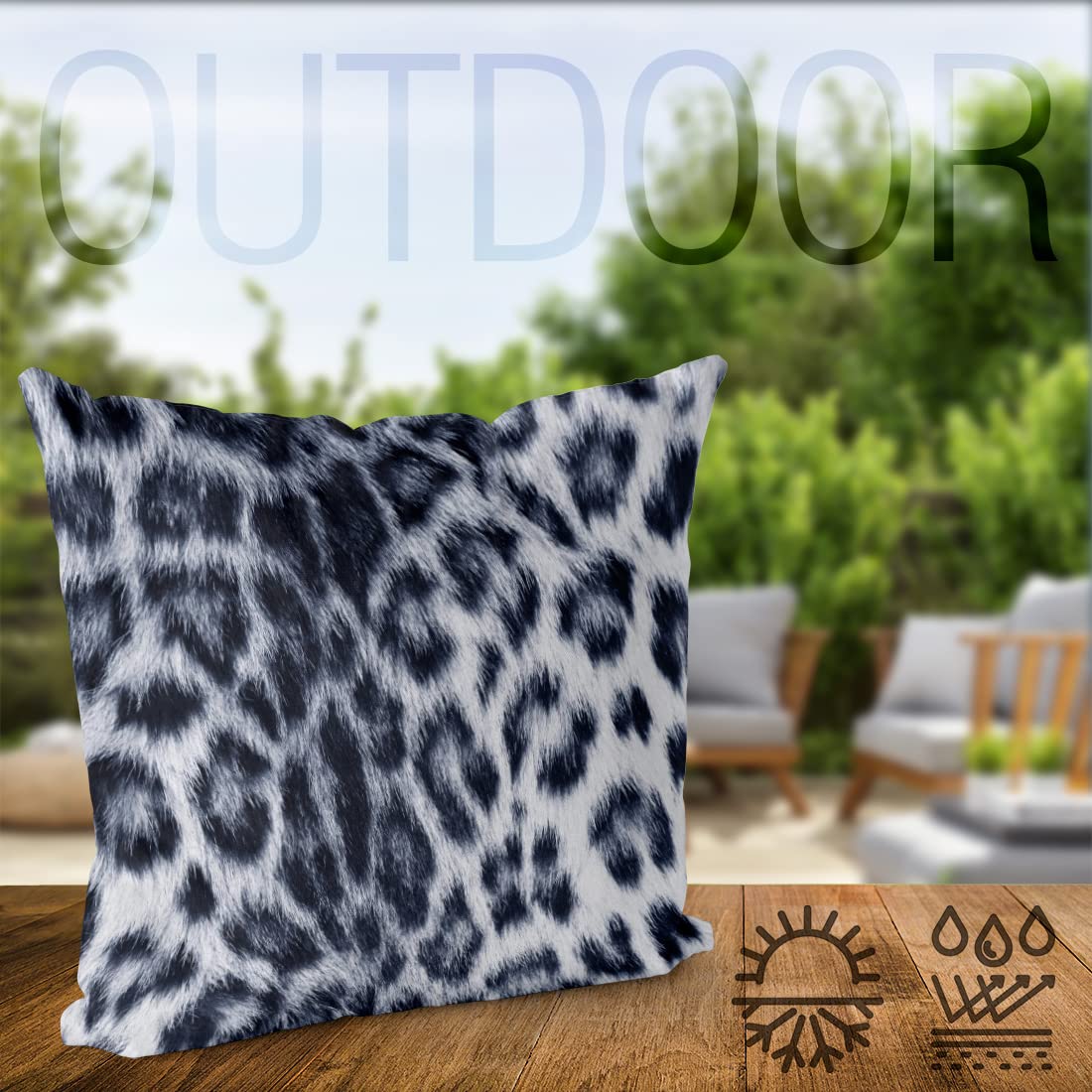 VOID Pelliccia di Leopardo Cuscini Campione Rivestimento per Uso Outdoor e Indoor Animale predatore felino Giungla Safari, Kissen Größe:80 x 80 cm
