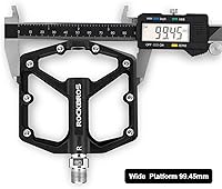 Vista 6 de ROCKBROS Mountain Bike Pedals MTB Pedals Bicycle Flat Pedals Aluminum 9/16" Sealed Bearing Lightweight Platform for Road Mountain BMX MTB Bike Negro