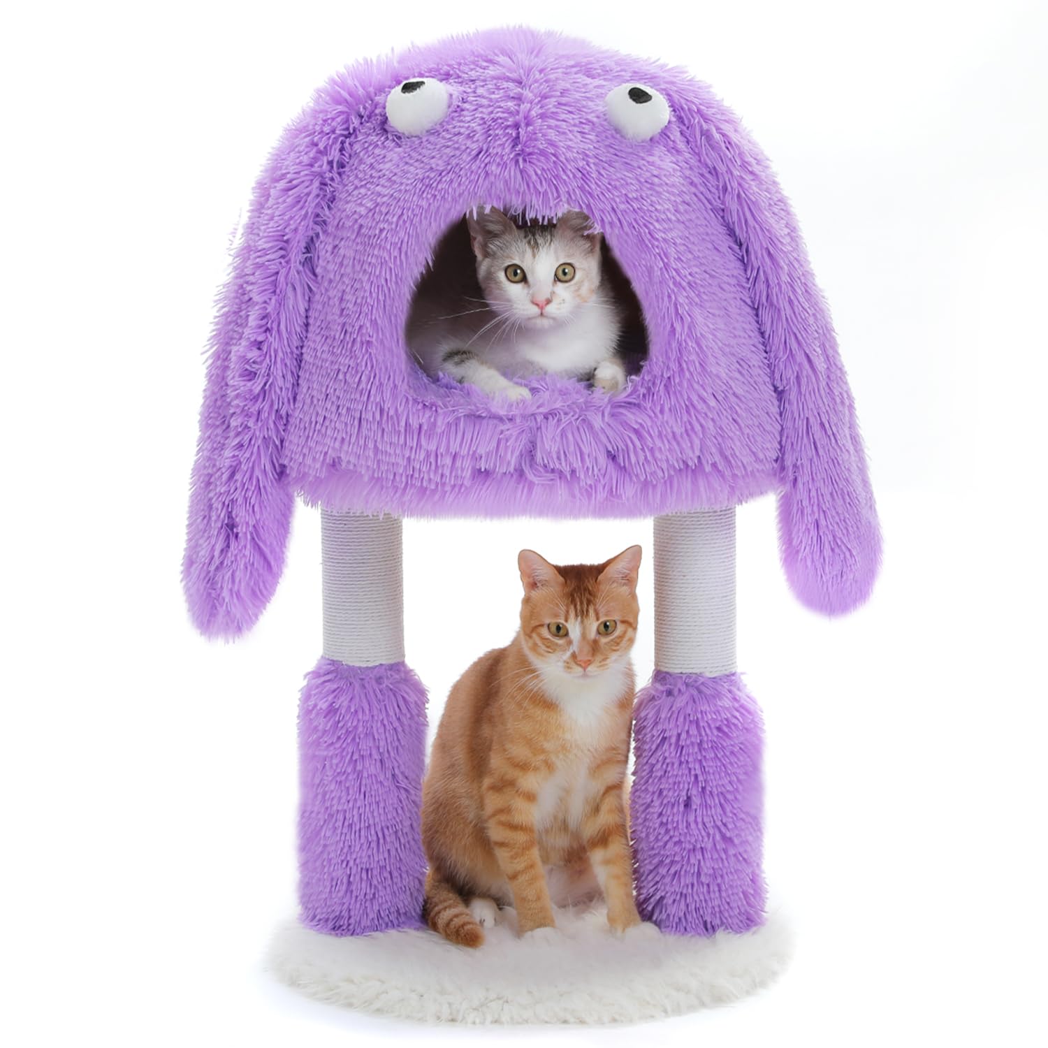 PAWZ Road Cartoon-Themed Cute Cat Tree, 2 in 1 Cat Scratching Post with Big Cozy Condo, Artistic Modeling Playing Tower with a Soft Removable Cat Bed for Indoor Cats, 28