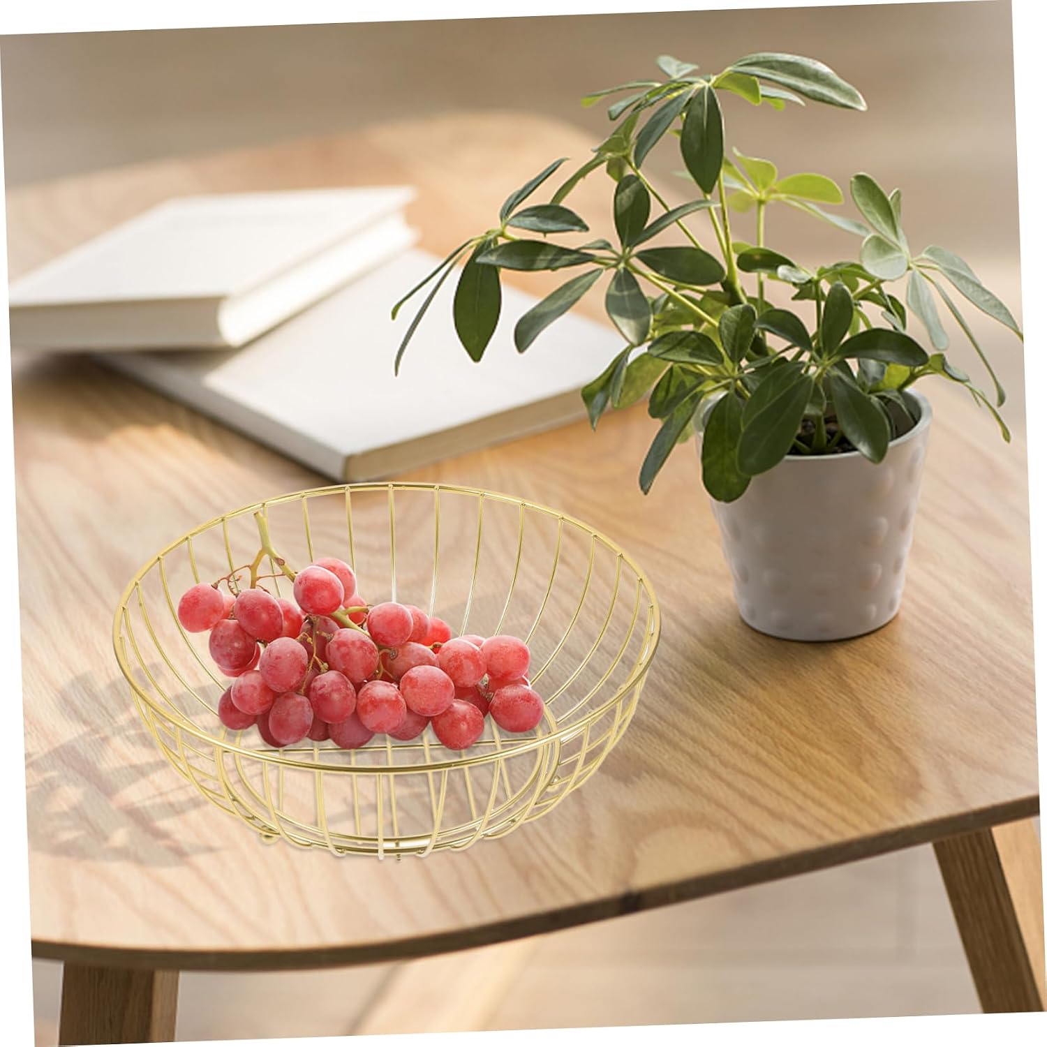 Aesthetic Fruit Bowl Large Opening Easy to Clean Metal Fruit Basket Snack Container Kitchen Storage Basket