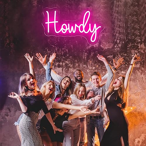 Miniatura 5 de Howdy Letrero de neón LED rosa para decoración de pared, funciona con USB, decoración de habitación de niñas, decoración de habitación de belleza,