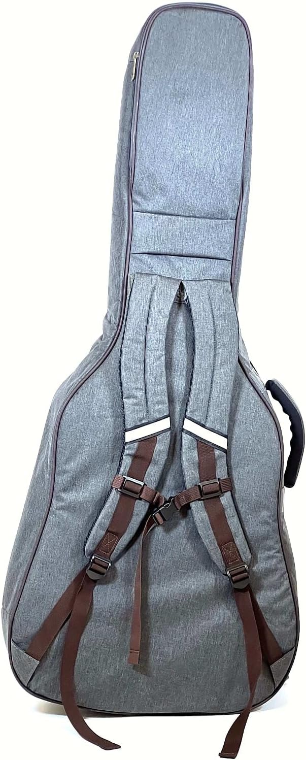 BARTON Acoustic Dreadnought Guitar Bag 600 Denier Fabric Multi-Pockets 15mm Padding Soft Handle with Quick Grip Handles and Durable Zippers (Fossil Gray)