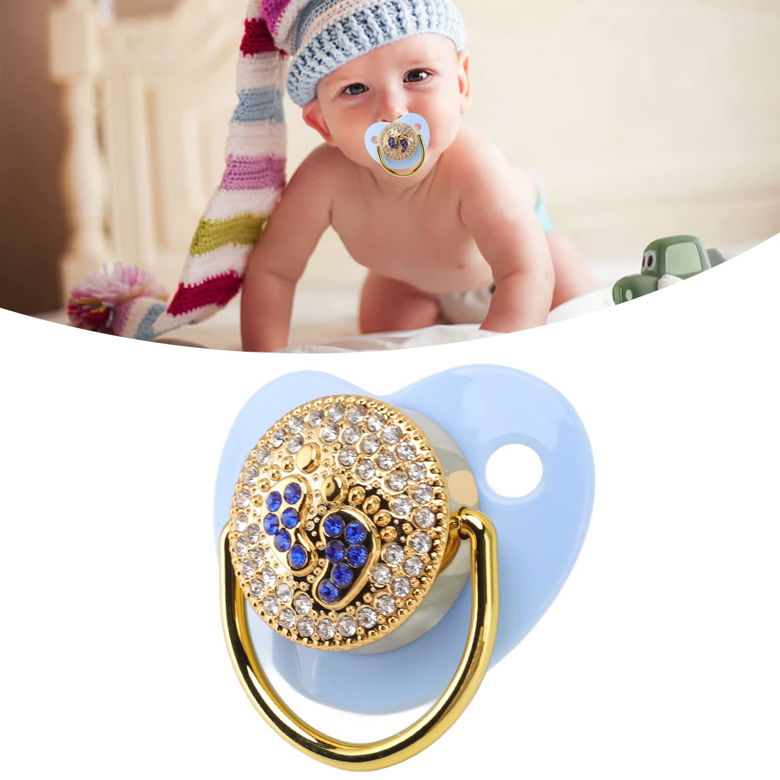 Baby Pacifier, Baby Pacifier for 6 to 18 Months Baby Soft Touch Silicone Bling Baby Pacifier Anti Static Newborn Pacifiers for Home (Blue) Pacifiers