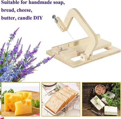 Miniatura 6 de Cortador de jabón profesional con alambre, herramienta de corte de madera ajustable para hacer jabón, queso, mantequilla, pasteles, pan
