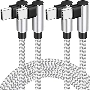 10ft USB C to USB C Cable, 2Pack Long Type C to C 60W Fast Charger Cord for iPhone Air 17/16/15 Series, Right Angle Sideways Phone Charger for Samsung Galaxy Ultra S25/S24 /S23 Series, Pixel, Switch