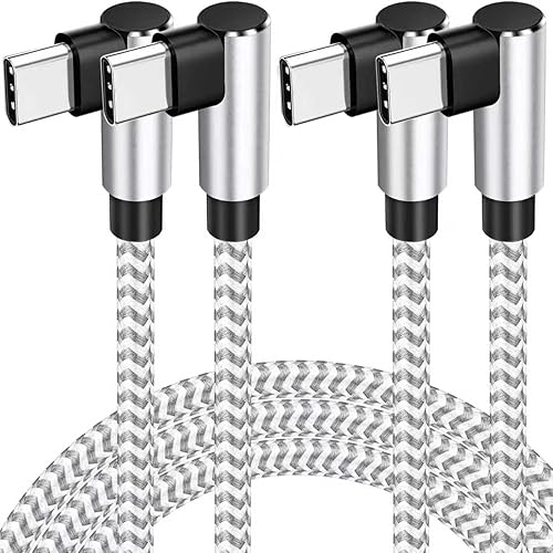 10ft USB C to USB C Cable, 2Pack Long Type C to C 60W Fast Charger Cord for iPhone Air 17/16/15 Series, Right Angle Sideways Phone Charger for Samsung Galaxy Ultra S25/S24 /S23 Series, Pixel, Switch