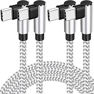 USB C to USB C Cable 60W 2Pack 10ft, Long Type C to C Fast Charger Cord for iPhone Air 17/16/15 Series, Right Angle Sideways Phone Charger for Samsung Galaxy Ultra S25/S24 /S23 Series, Pixel, Switch