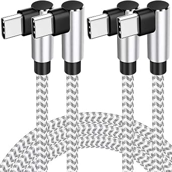 USB C Cable 6ft 2Pack, 60W Fast Charging 90 Degree Nylon Braided Cord | Long USB Type C Cable for iPhone Air iPhone 17/16/15 Series, Samsung Galaxy S25-S20 Series, Android Phones, and More