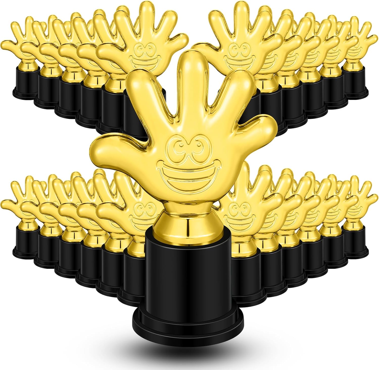 WinnerWhy 24 Pcs High Five Trophies Plastic Gold Trophy Awards Gold Small Trophy Cups Winner Trophies Appreciation Gifts for Team Coworkers Sports Competitions Winner Party