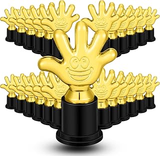 24 Pcs High Five Trophies Plastic Gold Trophy Awards Gold Small Trophy Cups Winner Trophies Appreciation Gifts for Team Coworkers Sports Competitions Winner Party