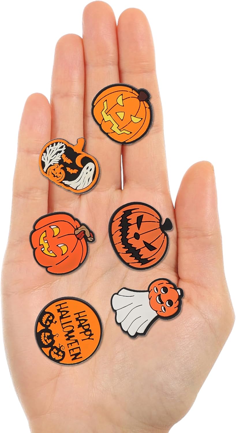 Halloween Shoe Decoration Charms, 20Pcs Pumpkin Charms for Shoes Wristband Decoration, PVC Shoe Charm Accessories for Halloween, Autumn, Thanksgiving Party Supplies Gifts - Image 3