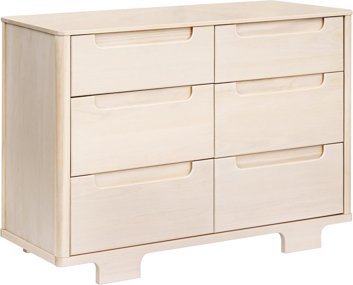 Cómoda Yuzu de 6 cajones con extensión de cajón de más de 10 pulgadas en natural lavado, certificación Greenguard Gold