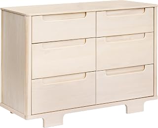 Cómoda Yuzu de 6 cajones con extensión de cajón de más de 10 pulgadas en natural lavado, certificación Greenguard Gold