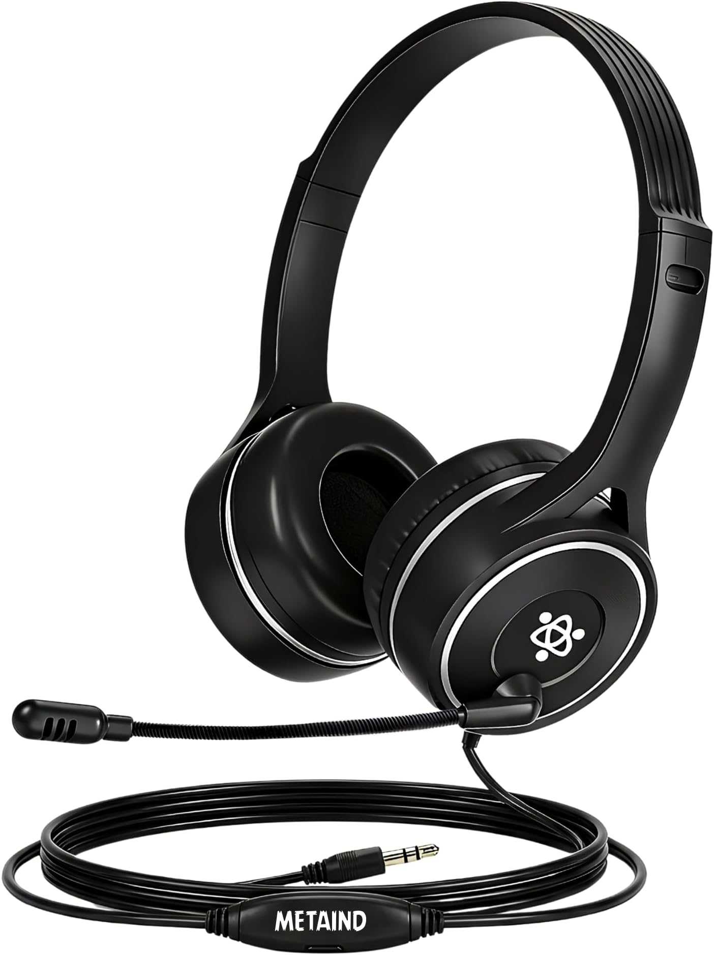 Metaind Wired 3.5 MM Headphone with Mic | Ideal for Teams, Zoom Calls & Call Center Use | Compatible with PC & Laptop | Model: Meta_MT30_3.5MM (Black)
