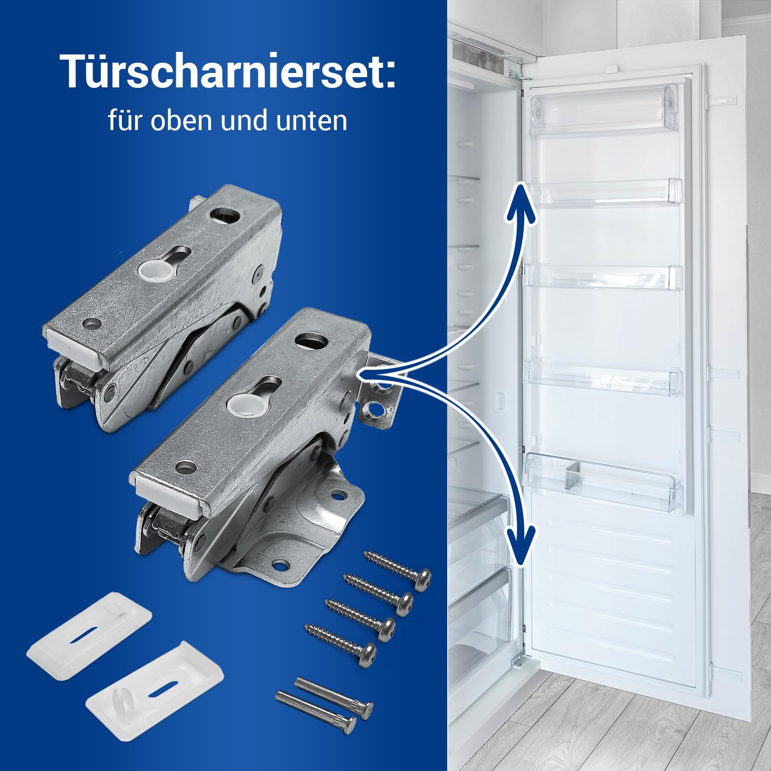 VIOKS Set di cerniere per porta superiore + inferiore di ricambio per Whirlpоol Bauknеcht Ignis 481231018626 488000636779 Indesit Hotpoint C00312450 Cerniera per porta del frigorifero con kit di