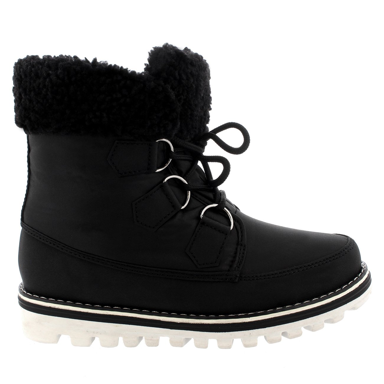Polar Boot Womens Fleece Lined Snow Winter Waterproof Hiking Durable Ankle Boots - Black Nylon - UK10/EU43 - YC0493